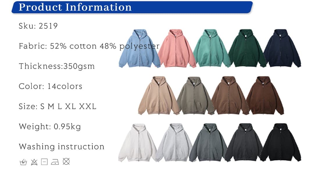 Fleece 350Gsm Oversized Zip-Up Hoodie – detail 1