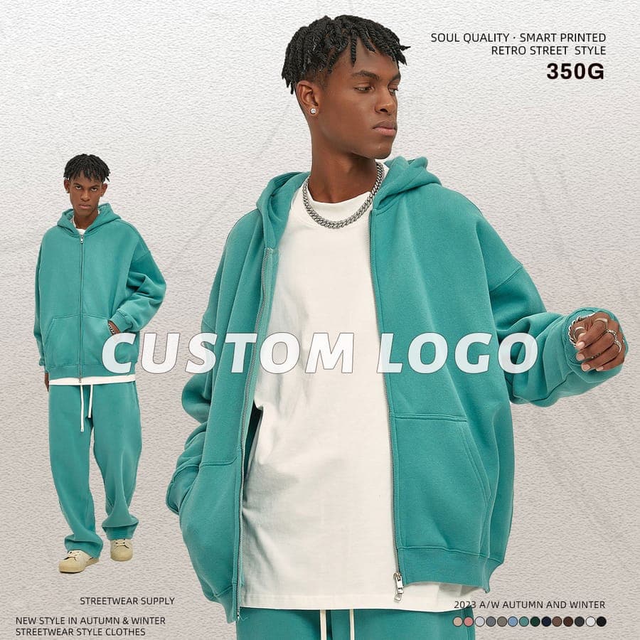 Fleece 350Gsm Oversized Zip-Up Hoodie thumbnail 2