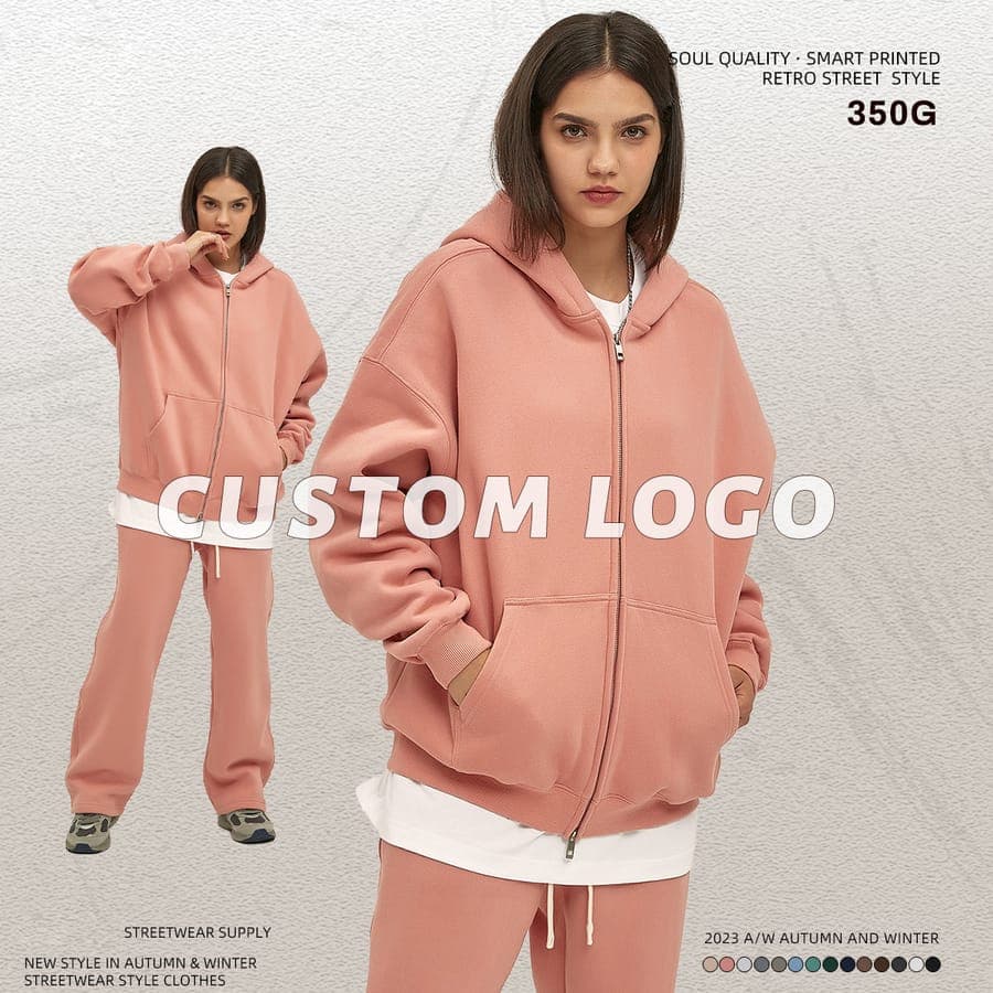 Fleece 350Gsm Oversized Zip-Up Hoodie thumbnail 3