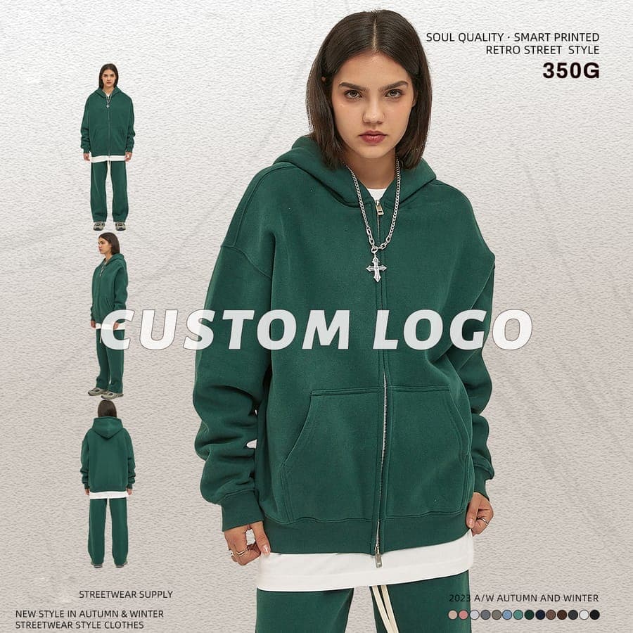 Fleece 350Gsm Oversized Zip-Up Hoodie thumbnail 4