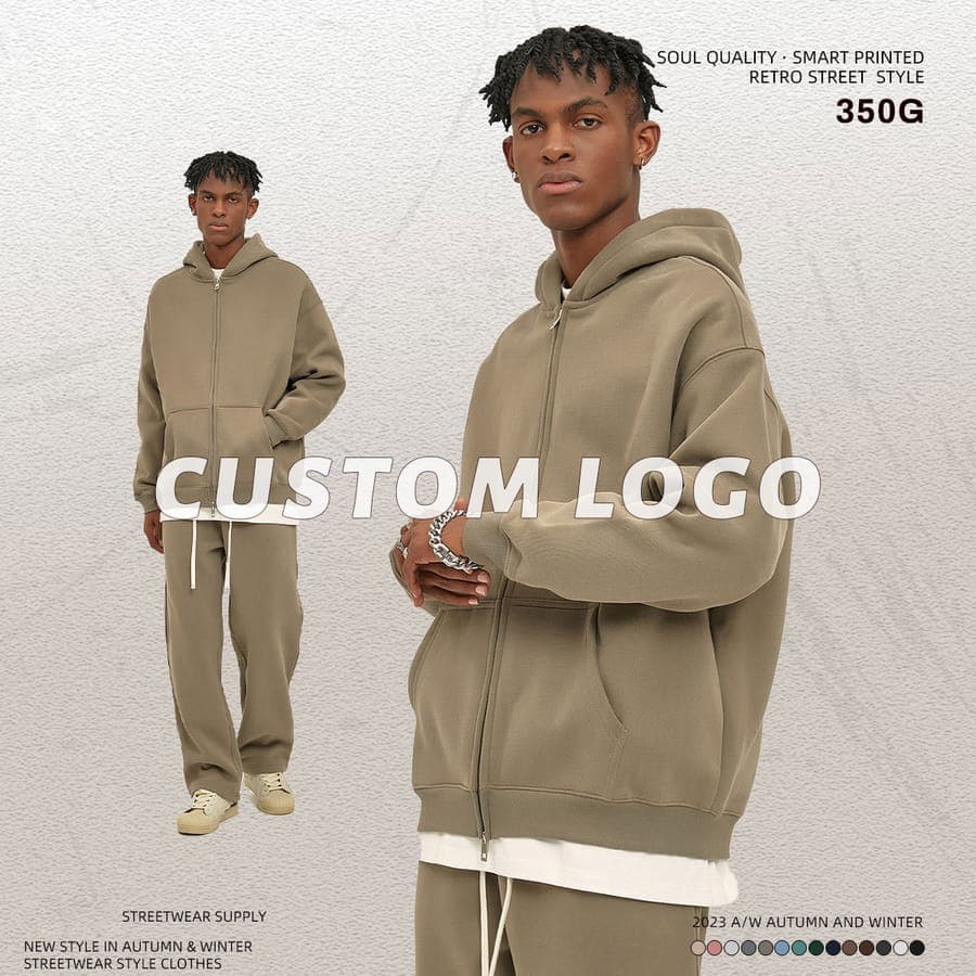 Fleece 350Gsm Oversized Zip-Up Hoodie thumbnail 5