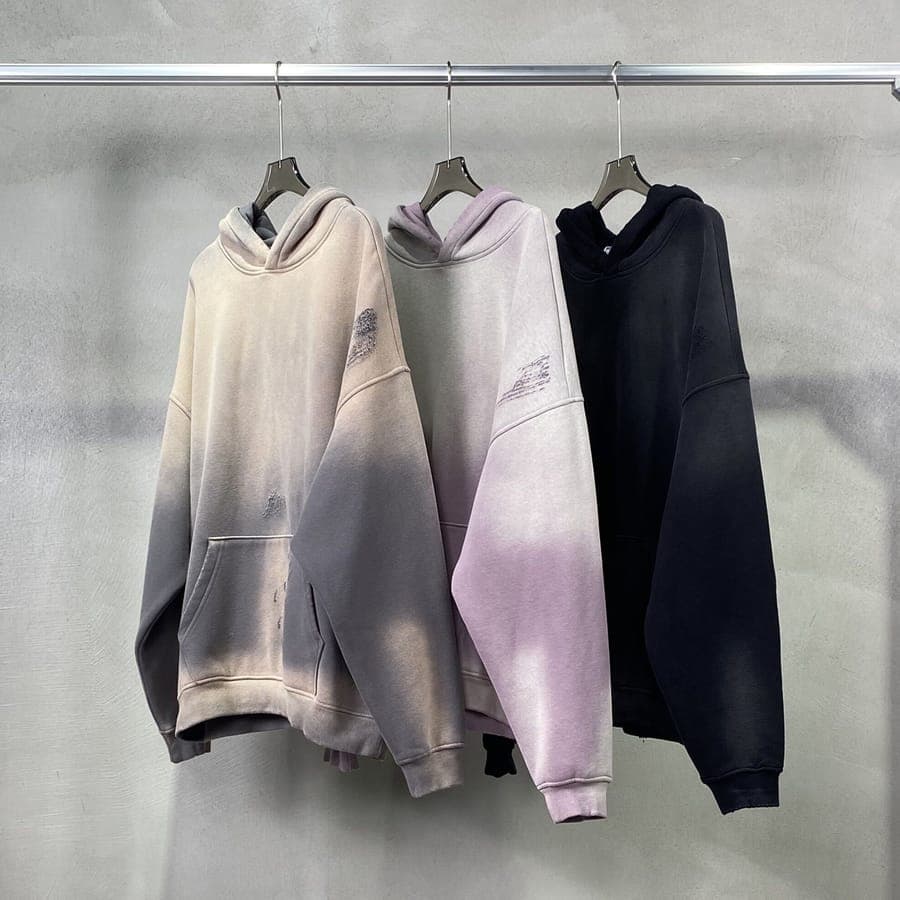 Fleece 360Gsm Spray-Dye Distressed Wash Hoodie thumbnail 3