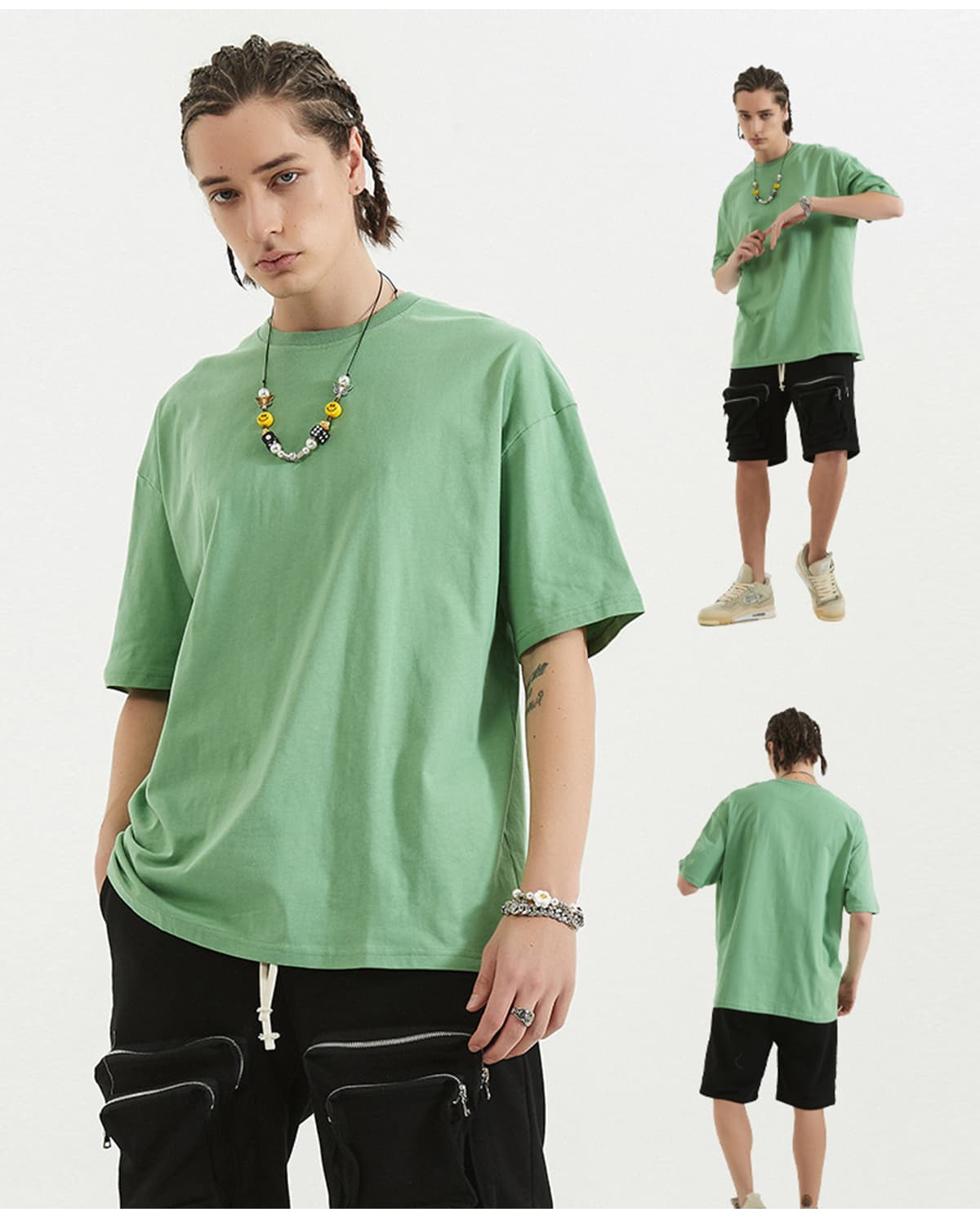 Drop Shoulder Thin Cotton Oversize T-shirt 190GSM 20 colors – detail 14