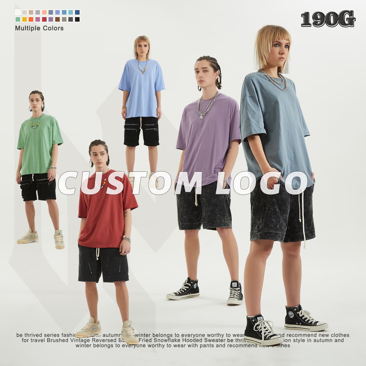 Drop Shoulder Thin Cotton Oversize T-shirt 190GSM 20 colors thumbnail 4