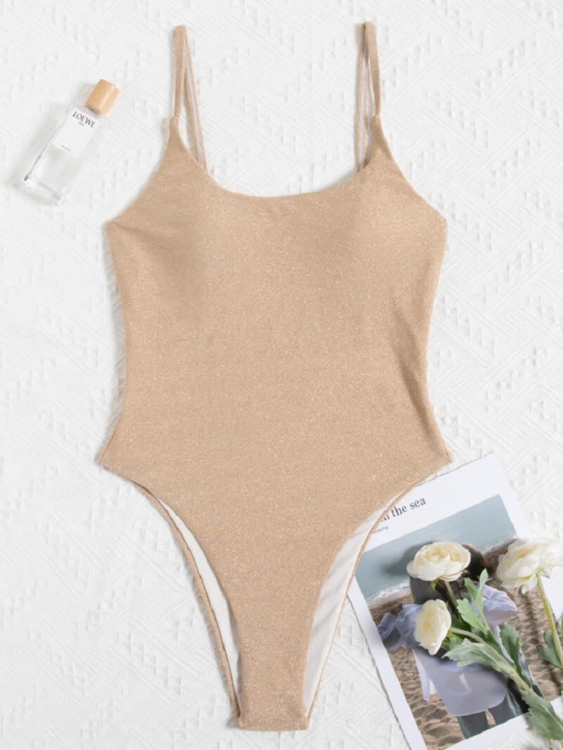 Plain Bathing Suits Wholesale Shiny One Piece Swimwear thumbnail 2