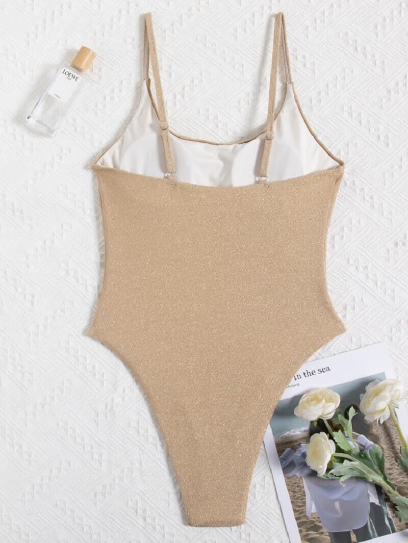 Plain Bathing Suits Wholesale Shiny One Piece Swimwear thumbnail 3
