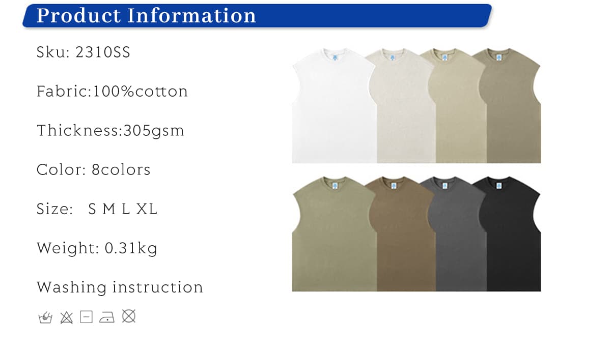 2310SS Thick Cotton Fashoin Vest 305GSM – detail 1