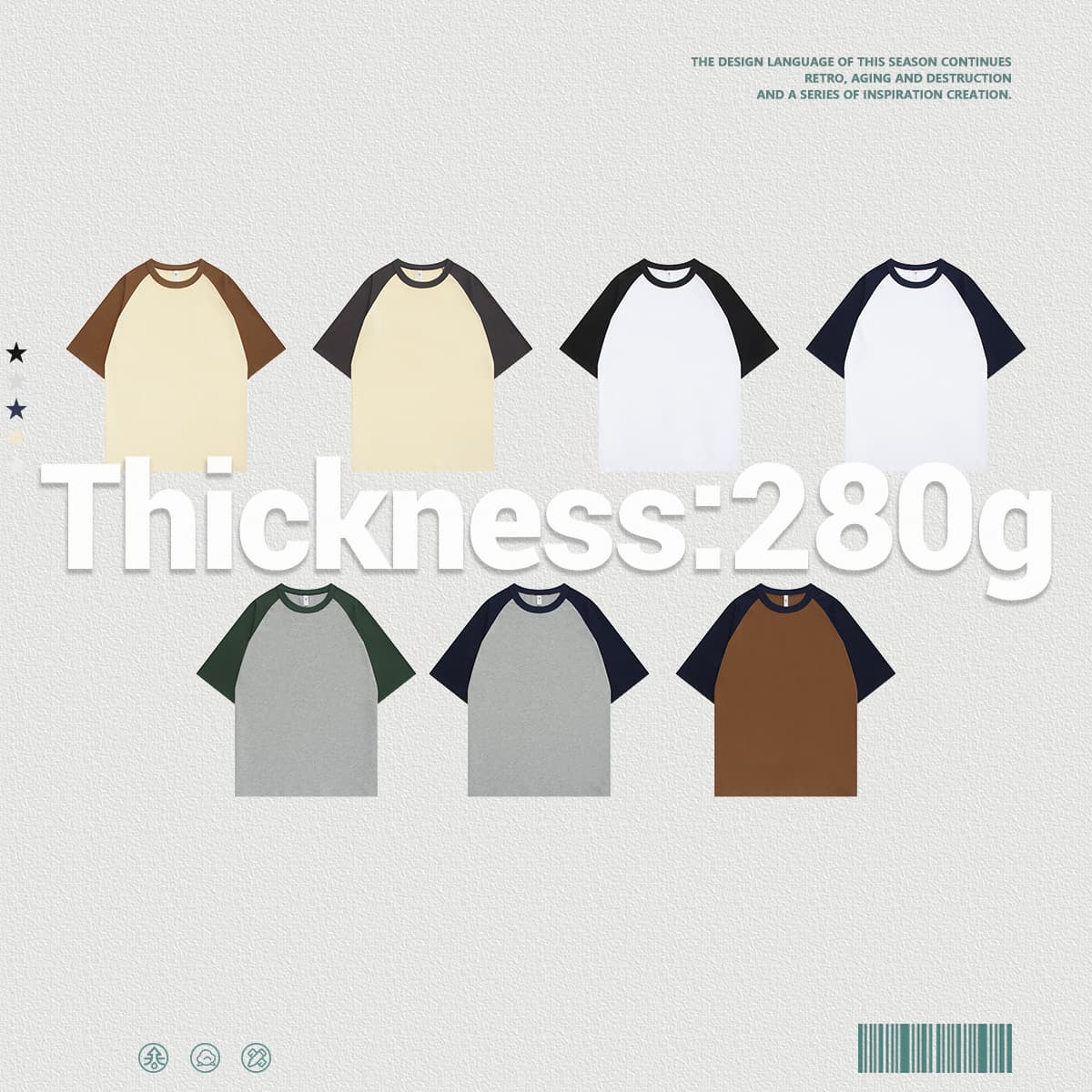 Raglan Sleeve 280Gsm Unisex Oversized T-Shirt thumbnail 4