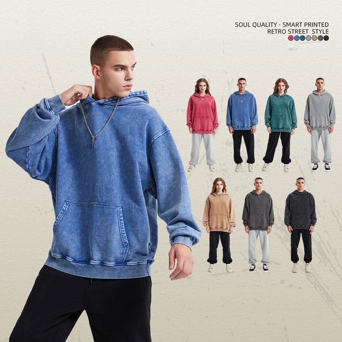 Thick Snow Wash Cotton Terry Hoodie 420Gsm