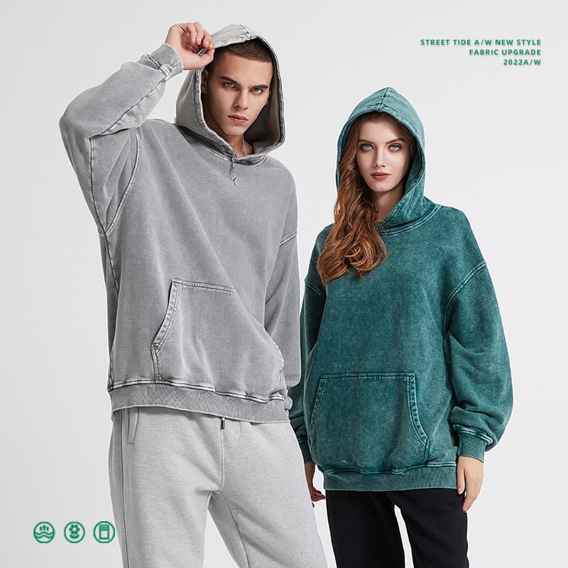 Thick Snow Wash Cotton Terry Hoodie 420Gsm thumbnail 5