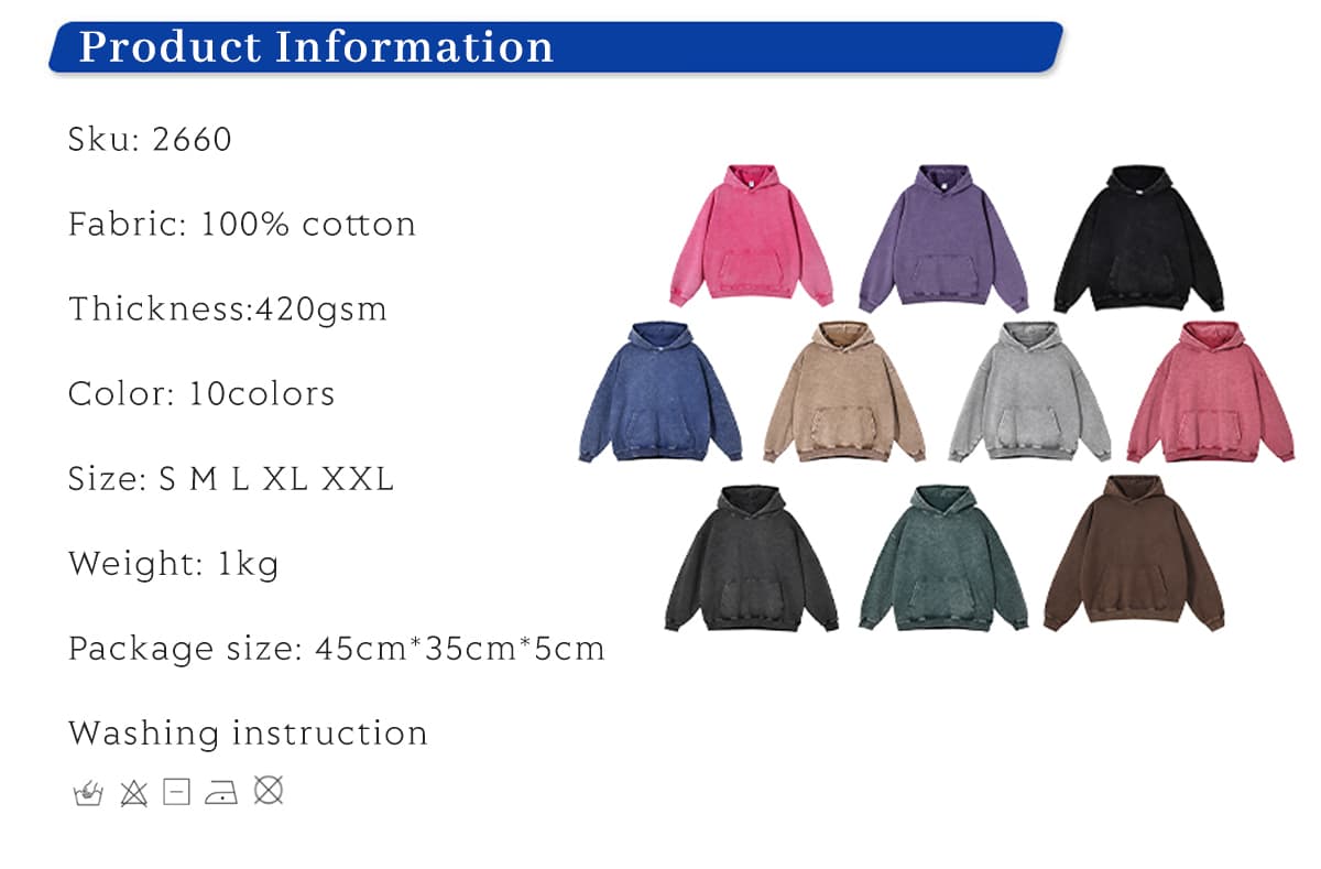 Thick Snow Wash Cotton Terry Hoodie 420Gsm – detail 1