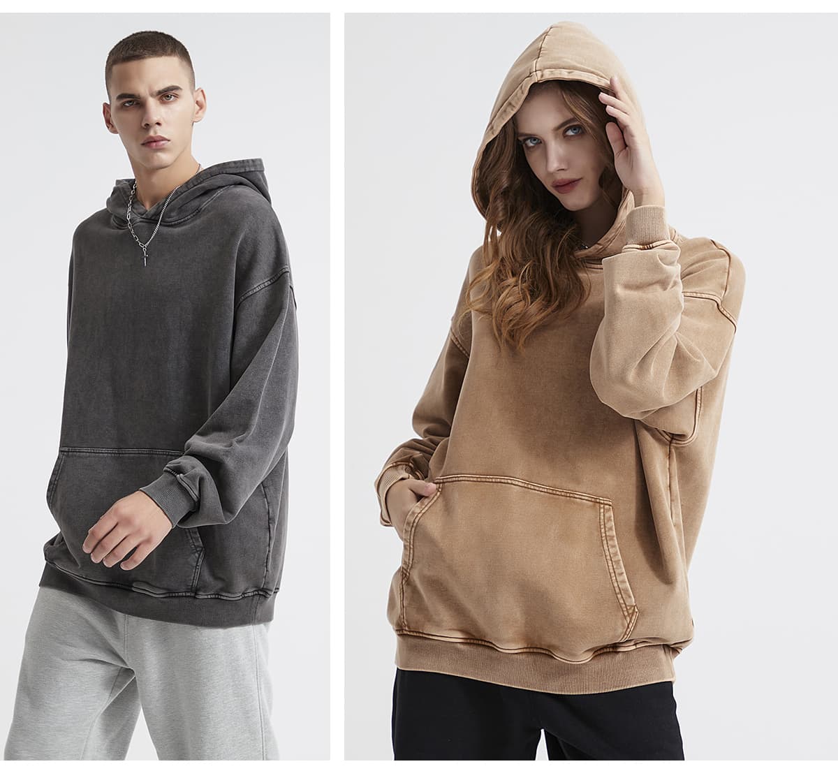 Thick Snow Wash Cotton Terry Hoodie 420Gsm – detail 11