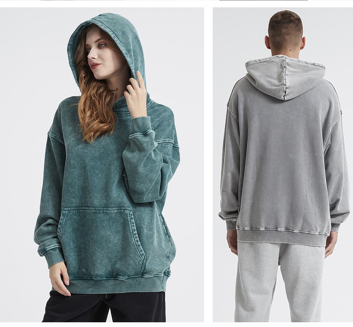 Thick Snow Wash Cotton Terry Hoodie 420Gsm – detail 13