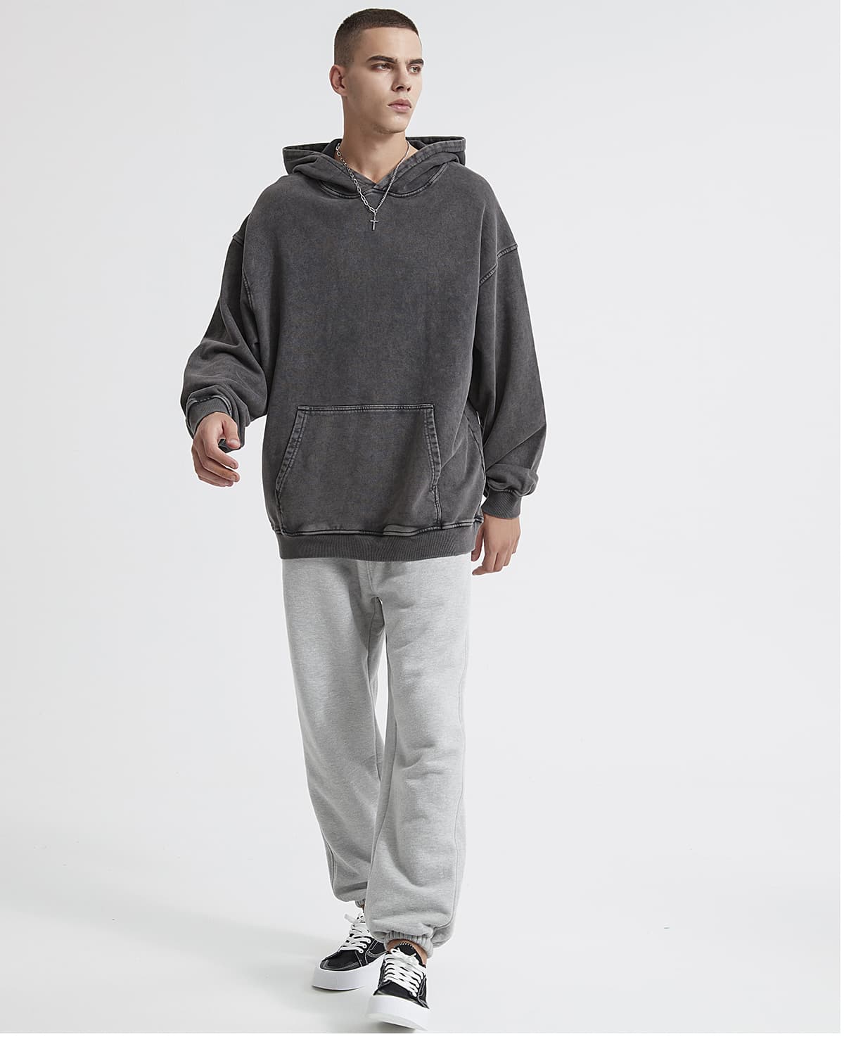 Thick Snow Wash Cotton Terry Hoodie 420Gsm – detail 14