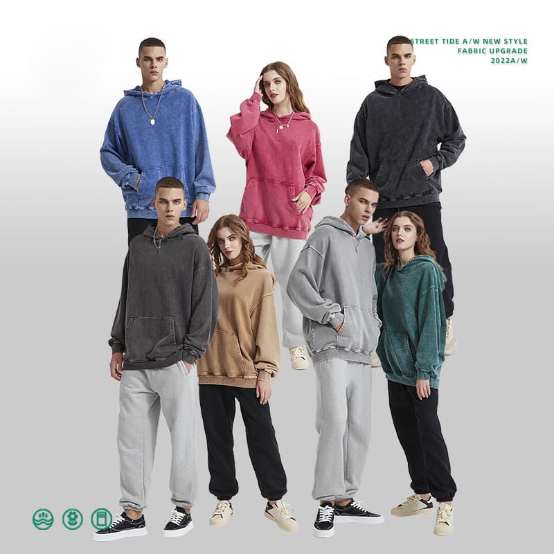 Thick Snow Wash Cotton Terry Hoodie 420Gsm thumbnail 6