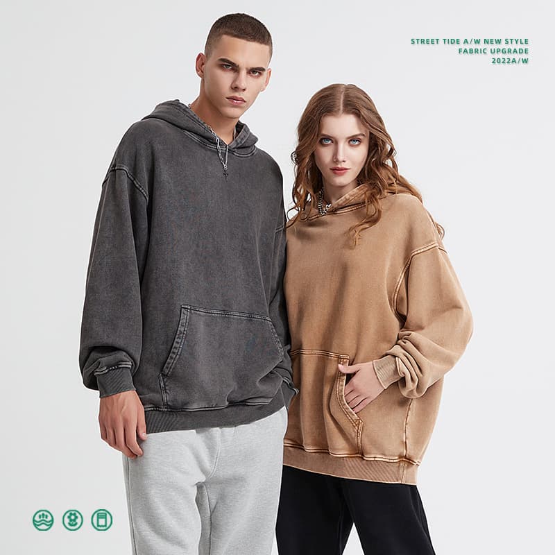 Thick Snow Wash Cotton Terry Hoodie 420Gsm thumbnail 7