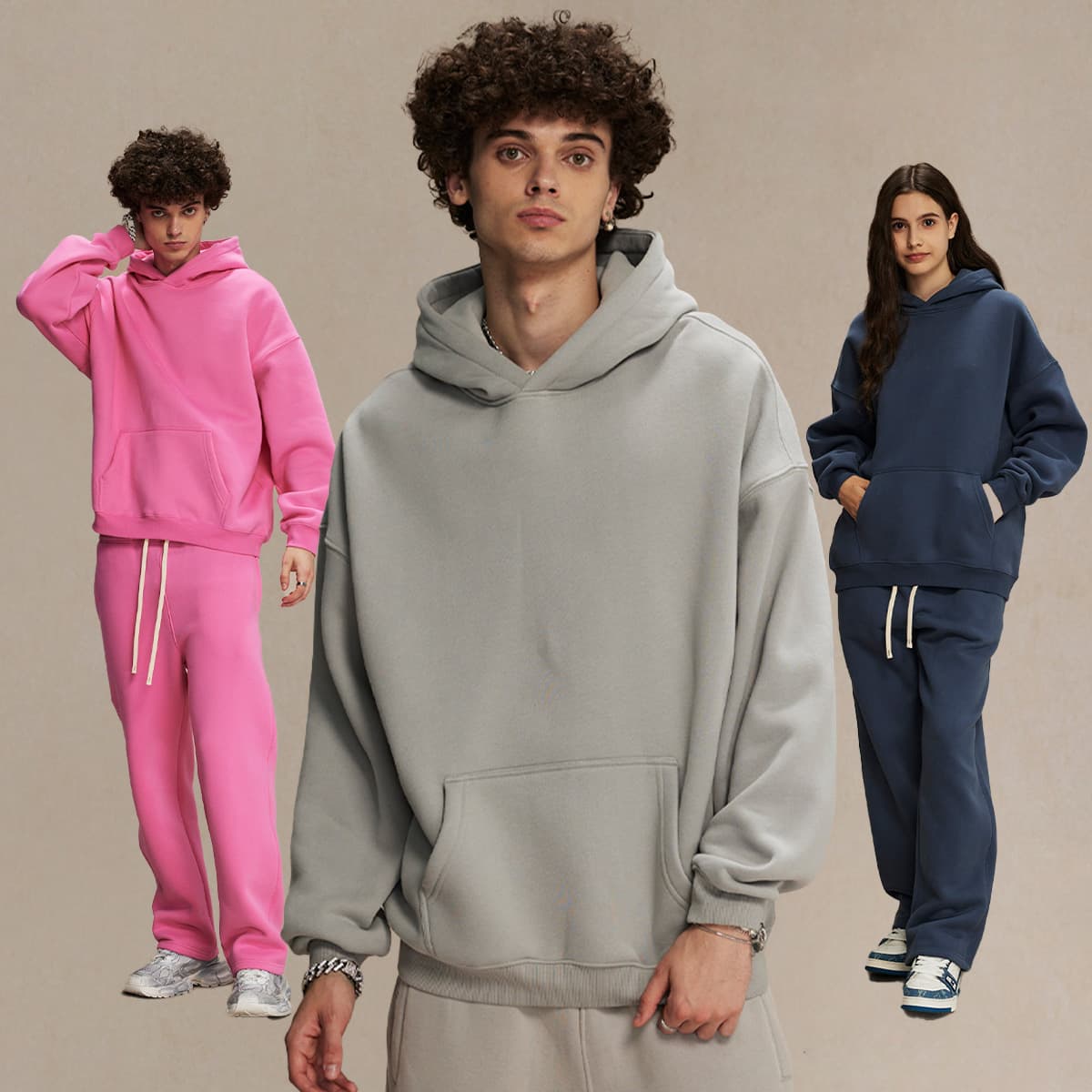 Solid Oversized Fleece Cotton basic Hoodie 350Gsm thumbnail 2