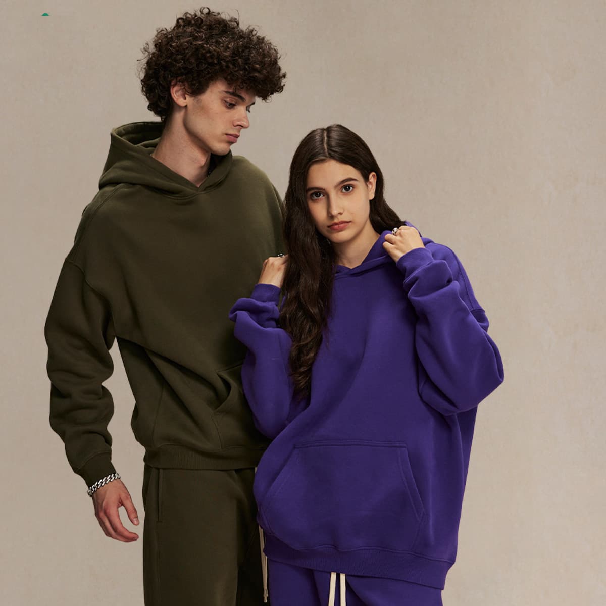 Solid Oversized Fleece Cotton basic Hoodie 350Gsm thumbnail 3