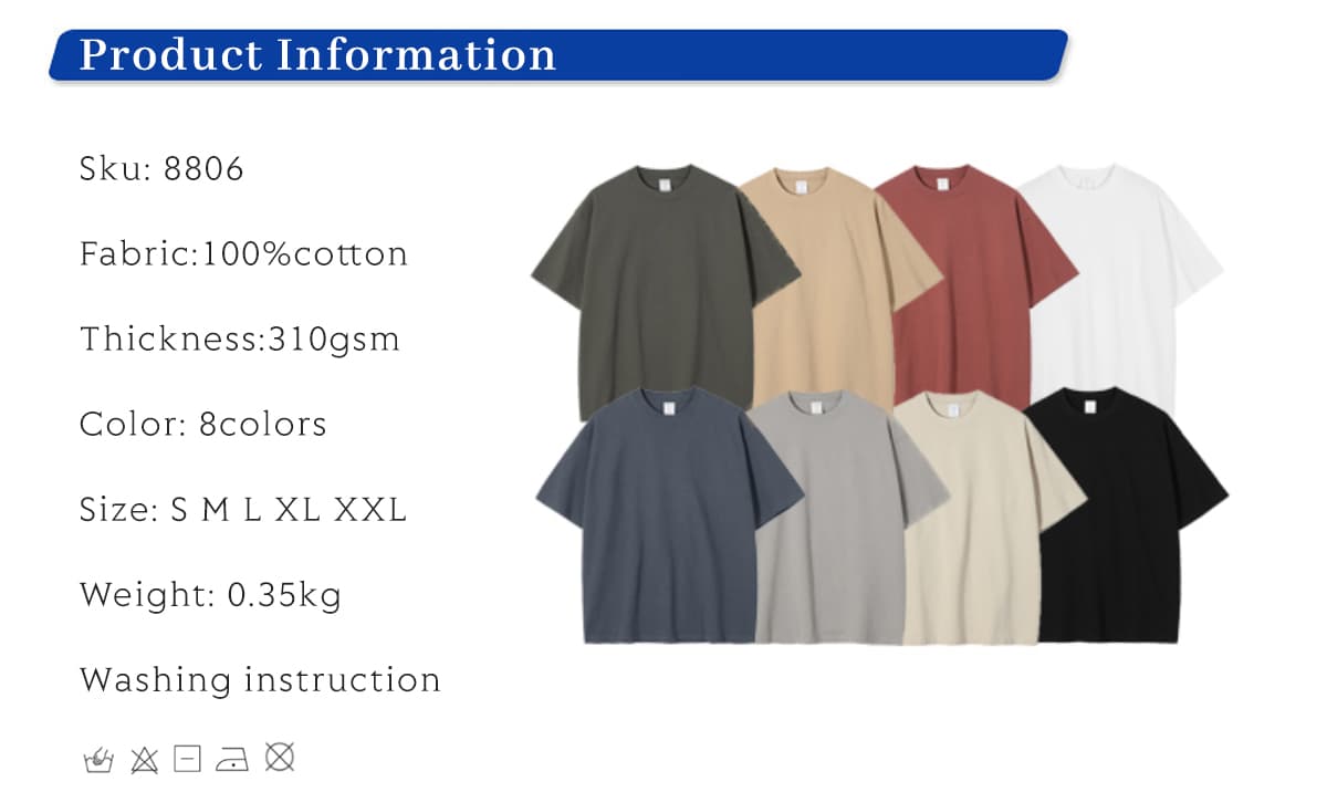 Extra Thick 310GSM Hemp Cotton Oversized T-Shirt – detail 1