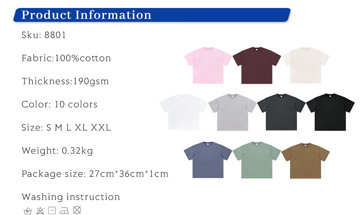 Light Weight 190GSM Oversized Cotton T-shirt 10 Colors – detail 1