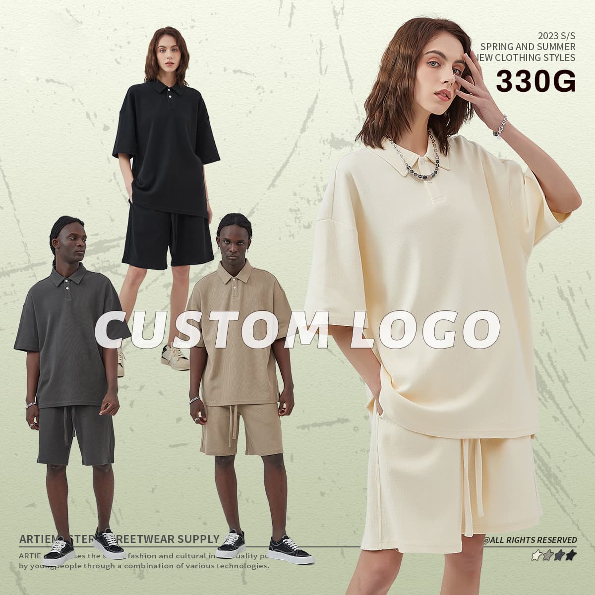 Waffle 330G Buttons Polo T-shirt