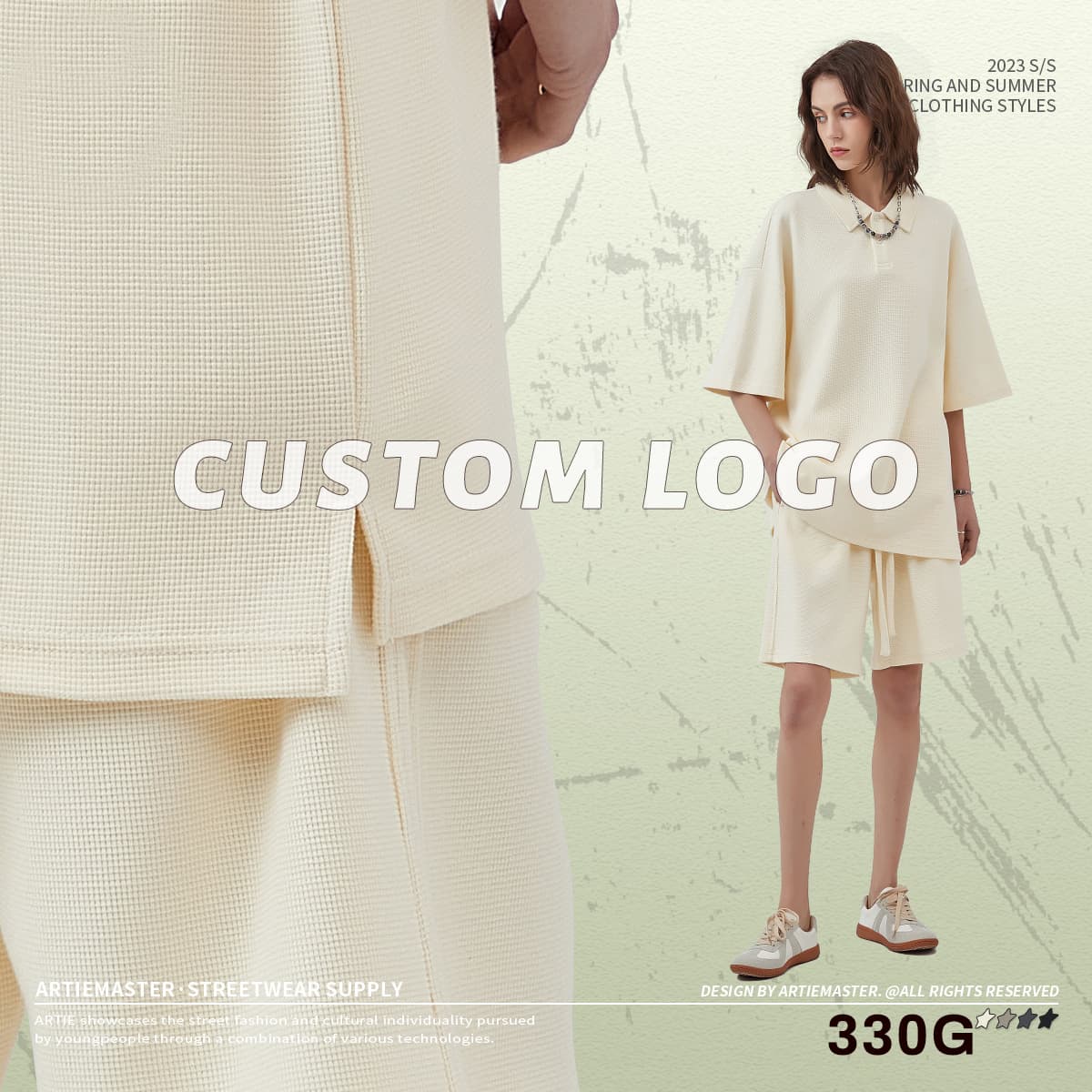 Waffle 330G Buttons Polo T-shirt thumbnail 2