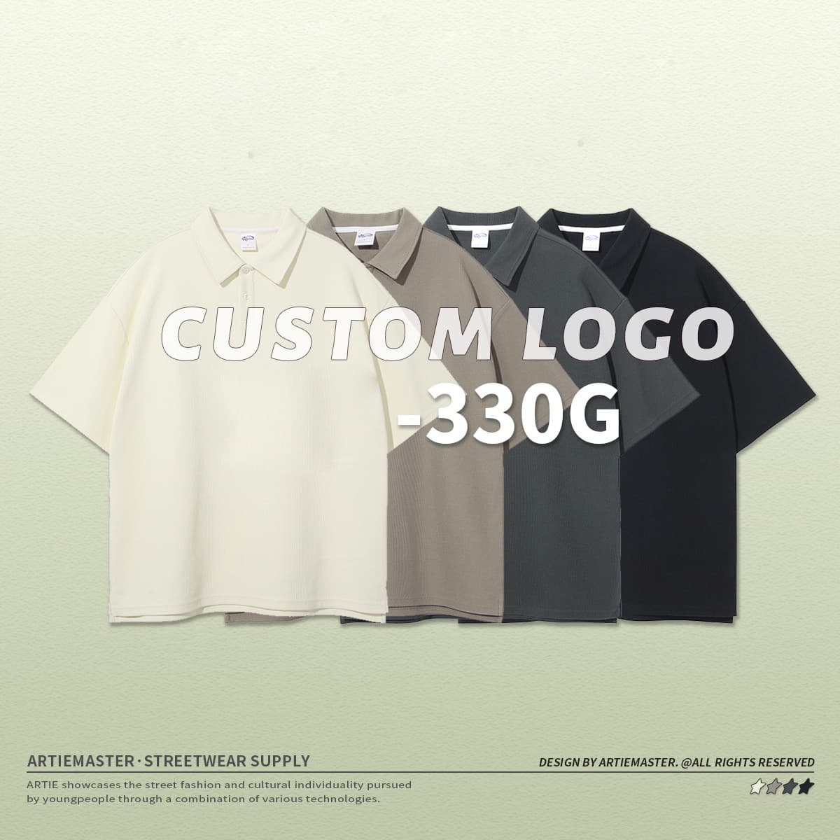 Waffle 330G Buttons Polo T-shirt thumbnail 3