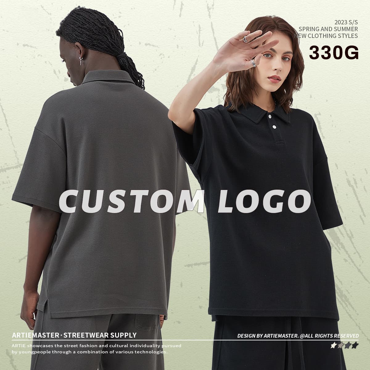Waffle 330G Buttons Polo T-shirt thumbnail 4