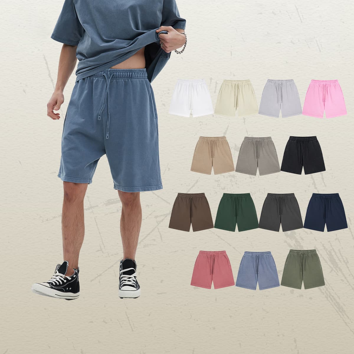 Heavy Weight 420Gsm Vintage Wash Cotton Terry Shorts