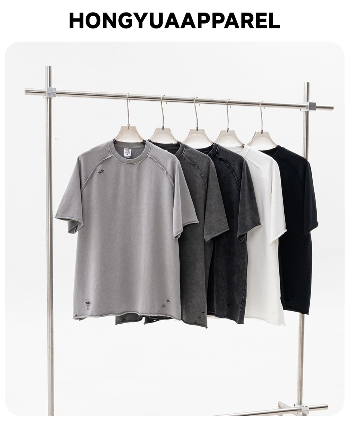 Terry 330GSM Oversized Distressed Reglan Sleeve T-Shirt – detail 1