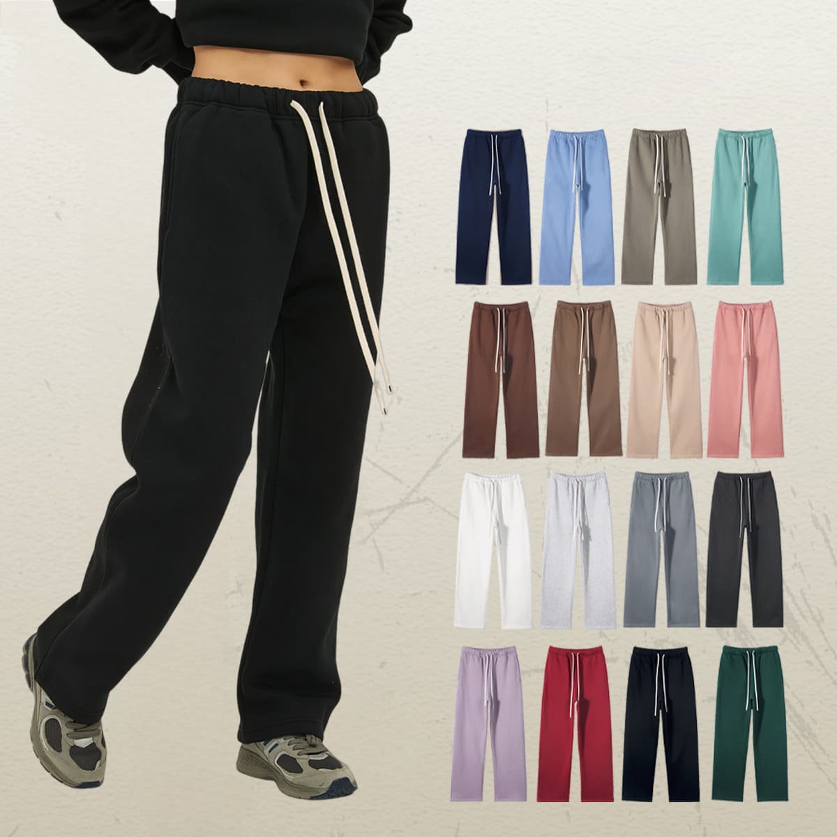 Cotton Fleece 350Gsm Straight Leg Sweatpants
