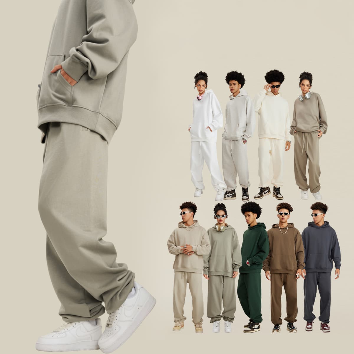 Thick 440Gsm Brushed Cotton Terry Sweatpants thumbnail 4