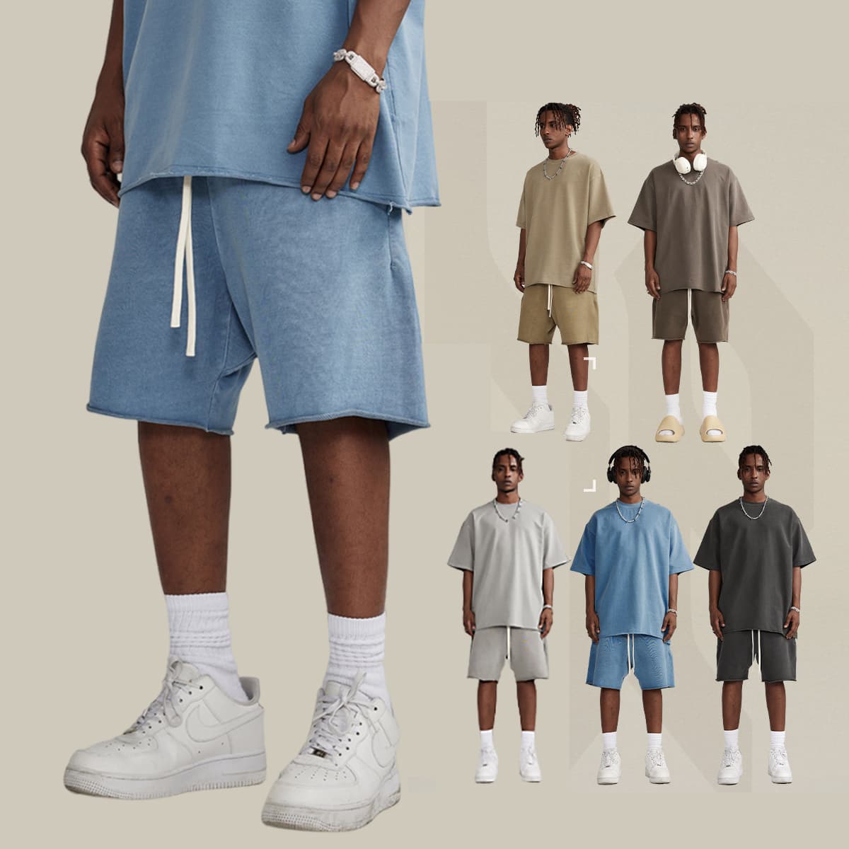 Cotton Terry 385GSM Washed Raw Edge Shorts