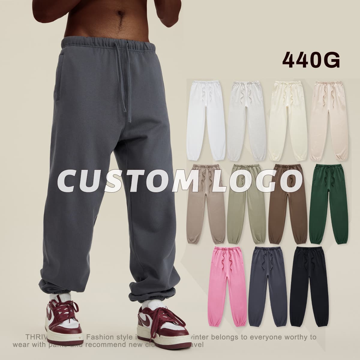 Thick 440Gsm Brushed Cotton Terry Sweatpants