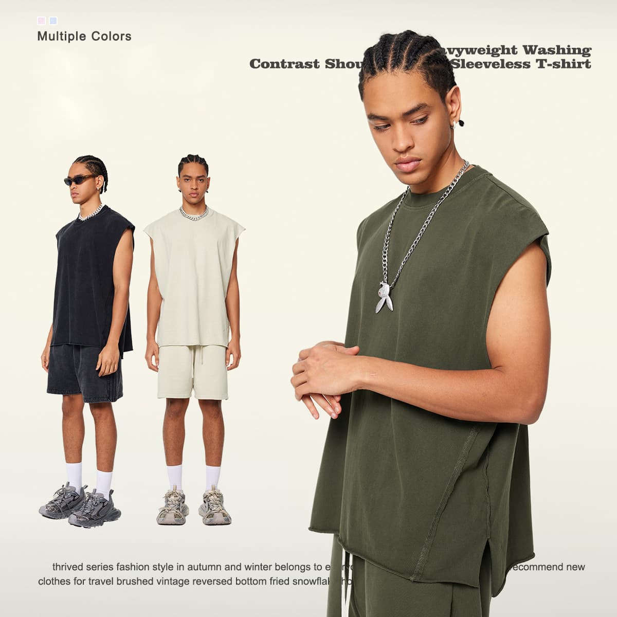 Cotton 270GSM Vintage Wash Raw Edge Hem Vest thumbnail 3