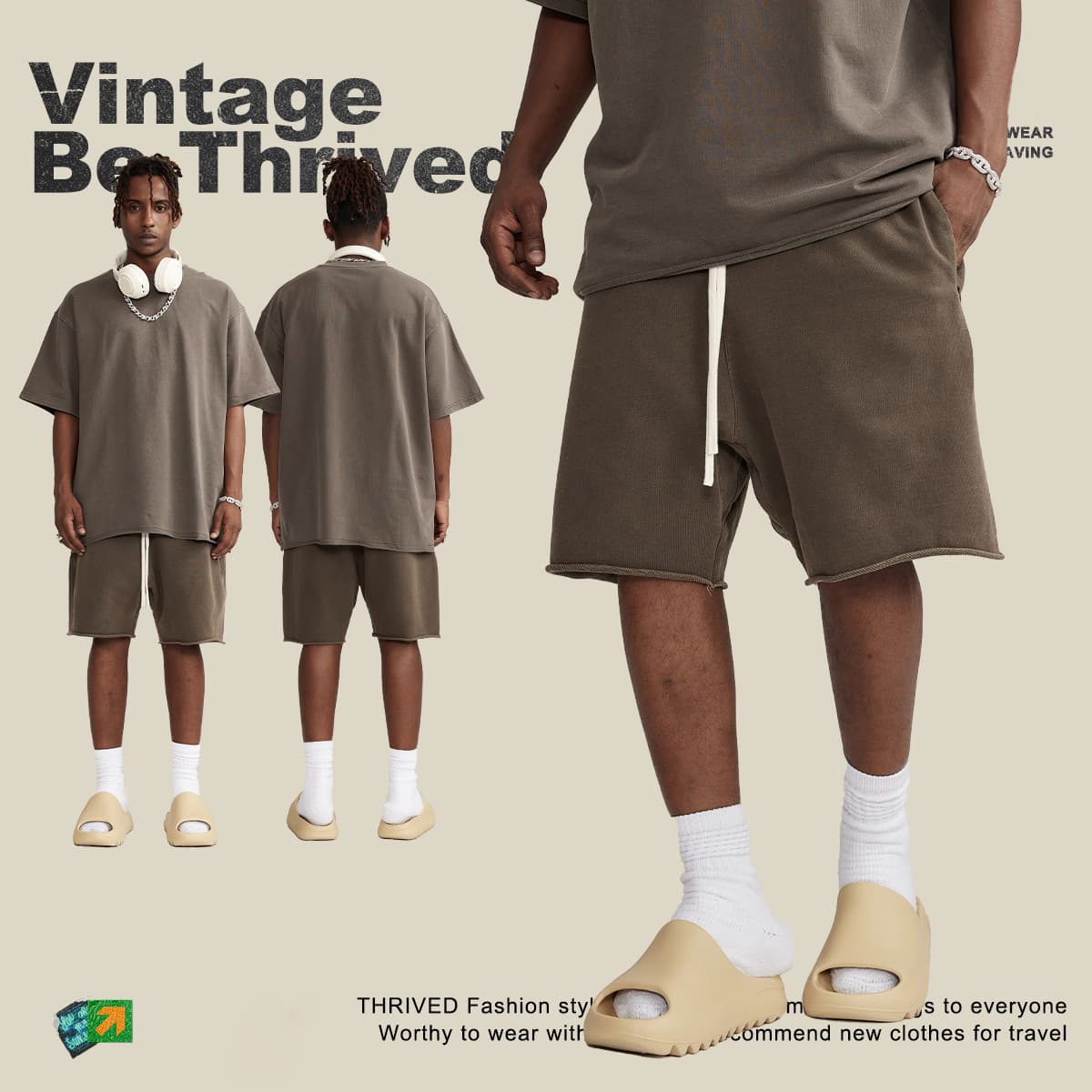 Cotton Terry 385GSM Washed Raw Edge Shorts thumbnail 3