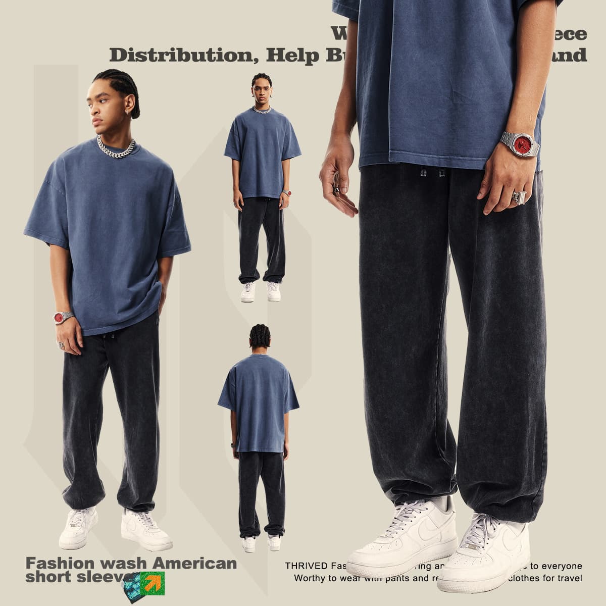Thick 345GSM Wash Terry Sweatpants thumbnail 3