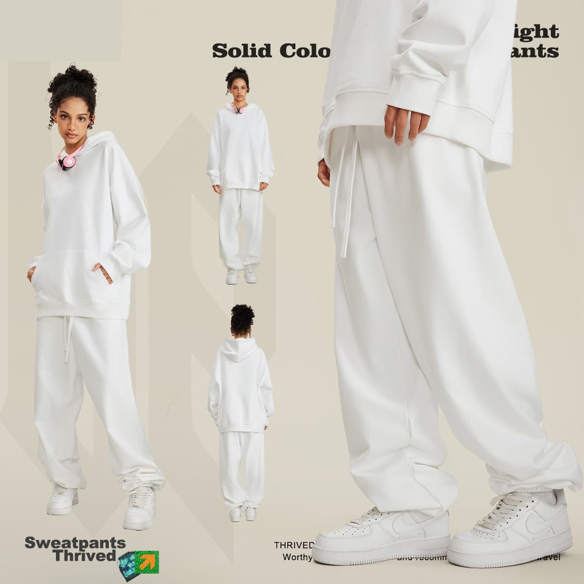 Thick 440Gsm Brushed Cotton Terry Sweatpants thumbnail 5