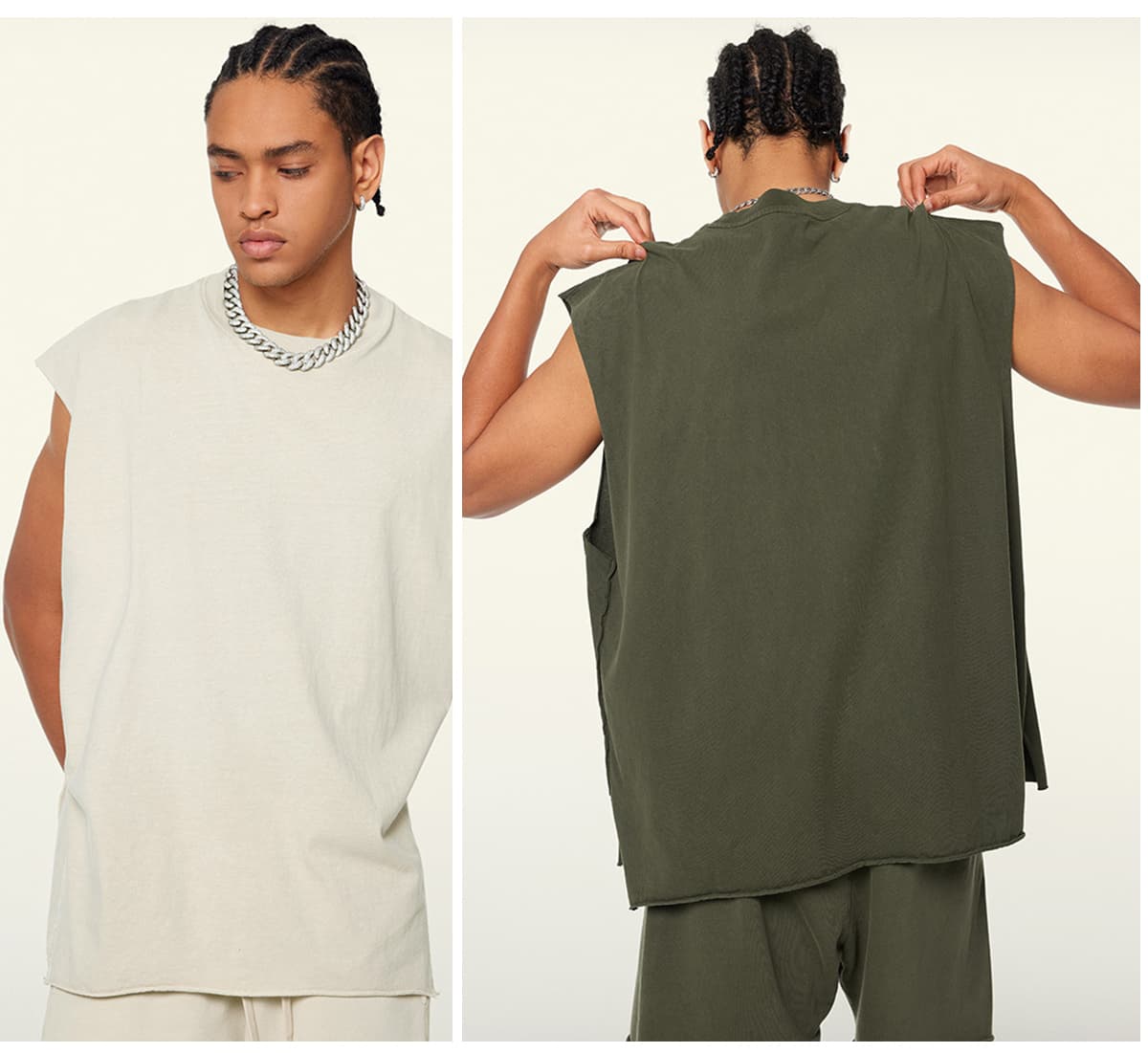 Cotton 270GSM Vintage Wash Raw Edge Hem Vest – detail 10
