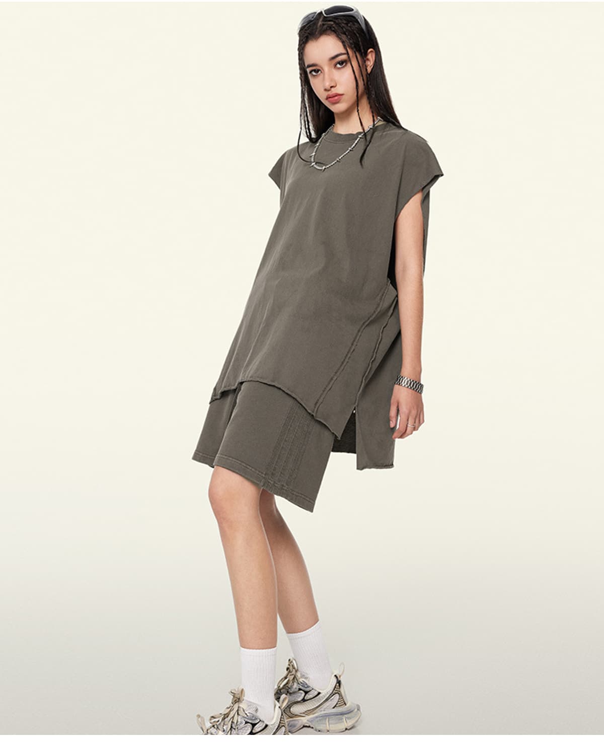 Cotton 270GSM Vintage Wash Raw Edge Hem Vest – detail 11