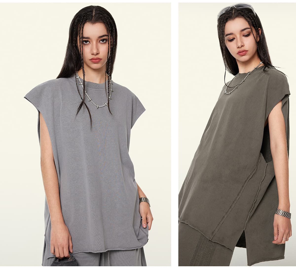 Cotton 270GSM Vintage Wash Raw Edge Hem Vest – detail 12