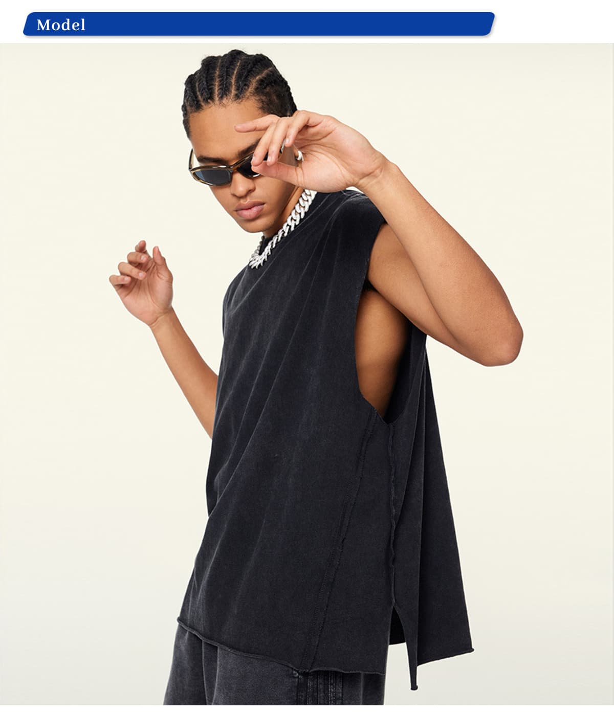 Cotton 270GSM Vintage Wash Raw Edge Hem Vest – detail 9