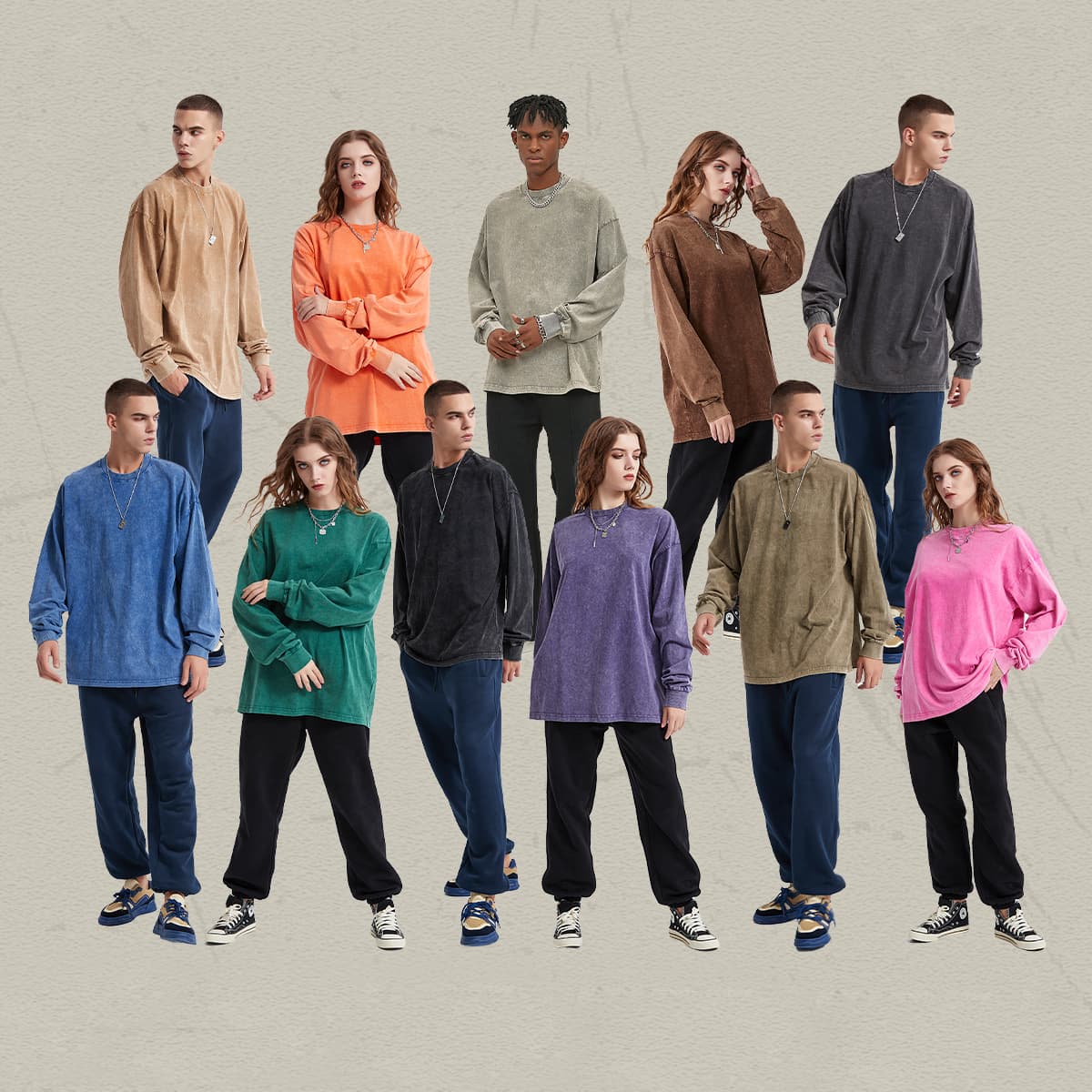 Acid Wash Cotton 250GSM Oversized Long Sleeve