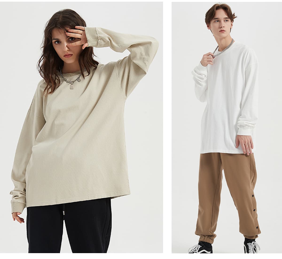Thick 310GSM Cotton Light Wash Long Sleeve T-Shirt – detail 12