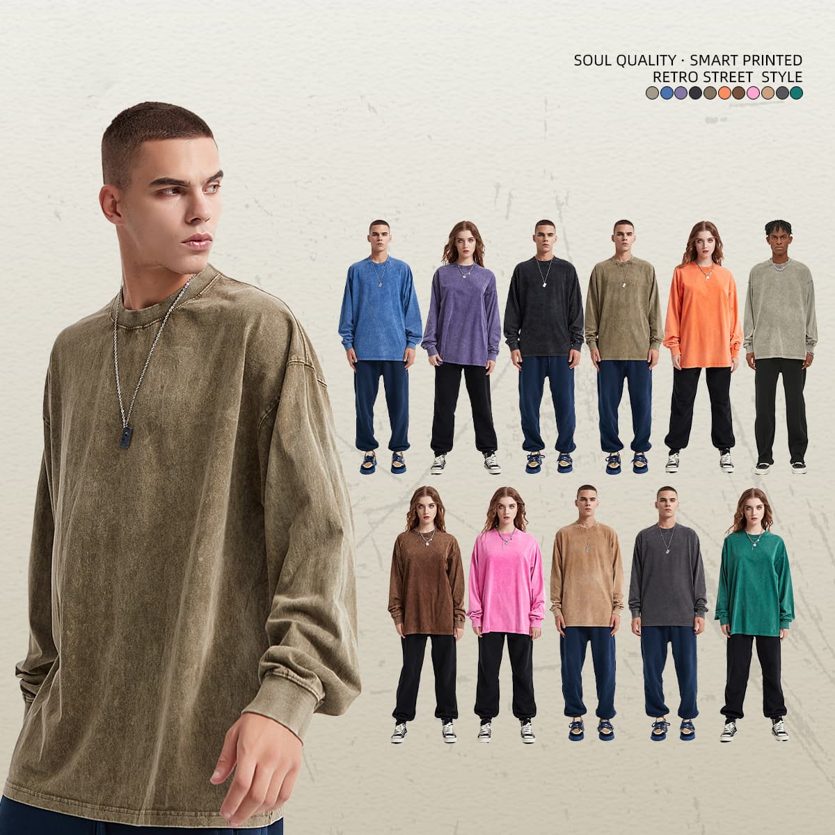 Acid Wash Cotton 250GSM Oversized Long Sleeve thumbnail 2