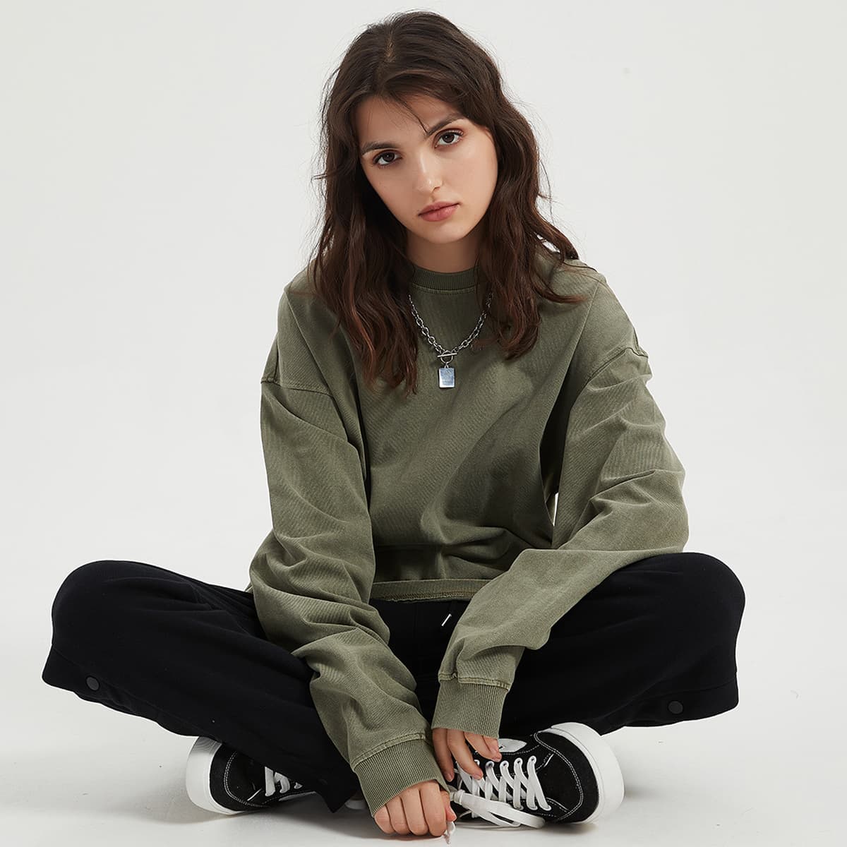 Thick 310GSM Cotton Light Wash Long Sleeve T-Shirt thumbnail 3