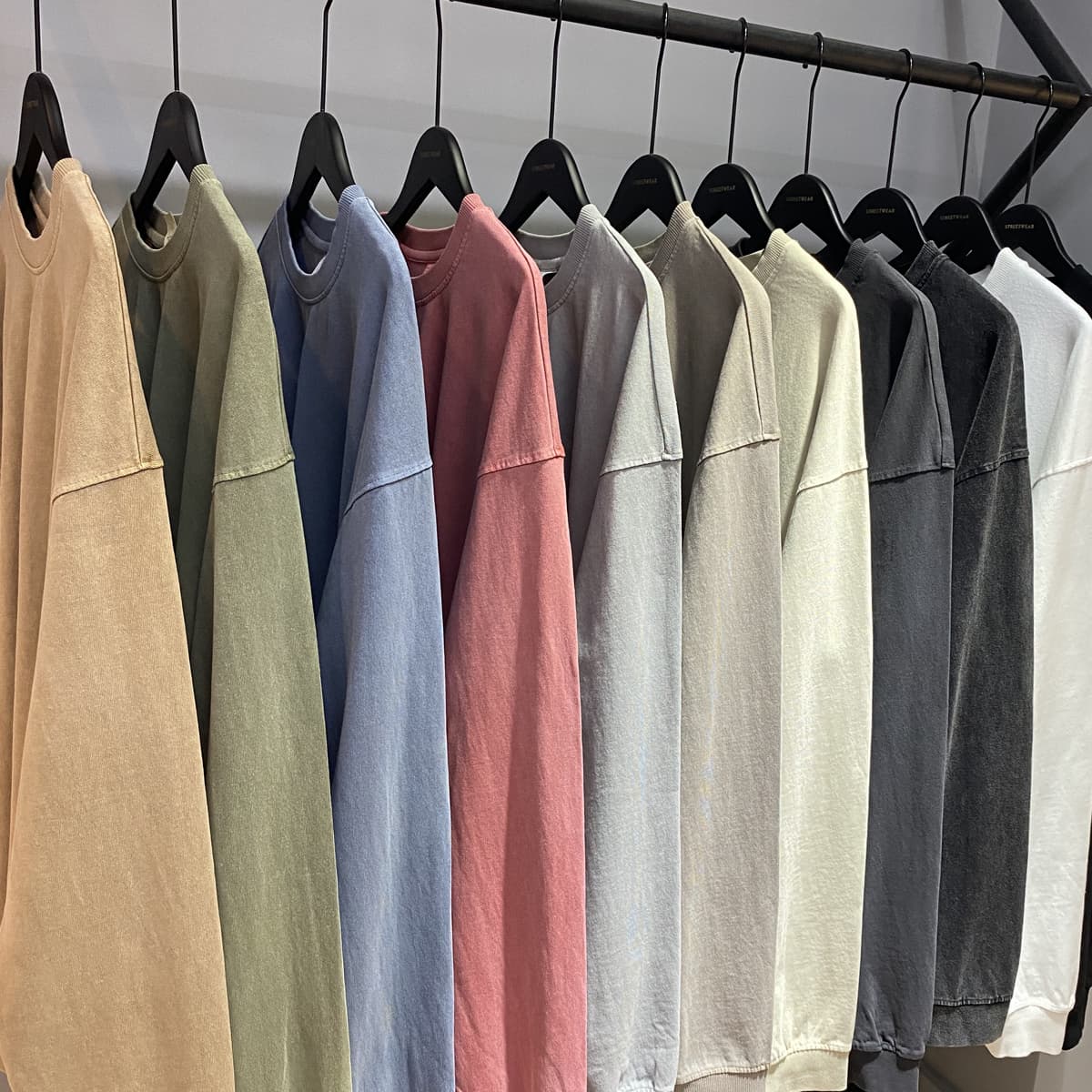 Thick 310GSM Cotton Light Wash Long Sleeve T-Shirt thumbnail 4