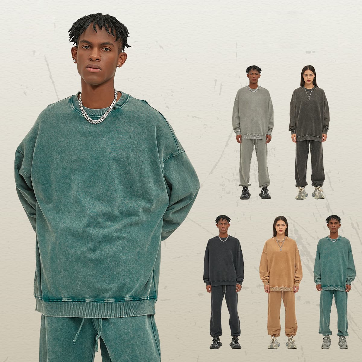 Cotton Terry 420Gsm Oversized Snow Wash Sweatshirt