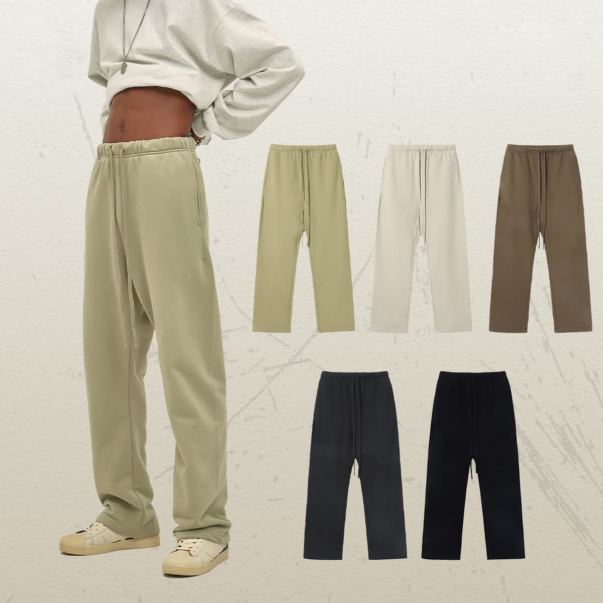 Brushed Fleece 365Gsm Solid wide-leg sweatpants