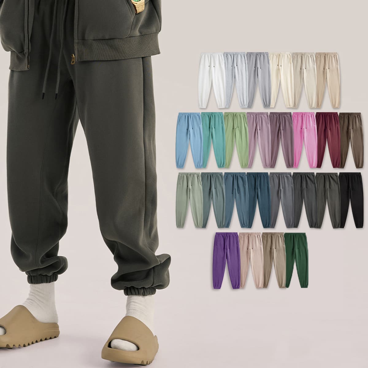 Thick 345Gsm Fleece Sweatpants for Winter